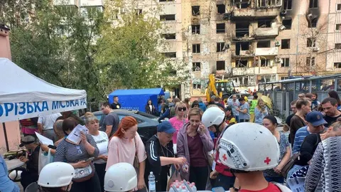 У Запоріжжі на місці ліквідації наслідків атаки БпЛА працює пункт допомоги УЧХ